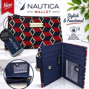 NWT Nautica High Tide Small Wallet | Americana Prep Geometric Bifold Coin Purse